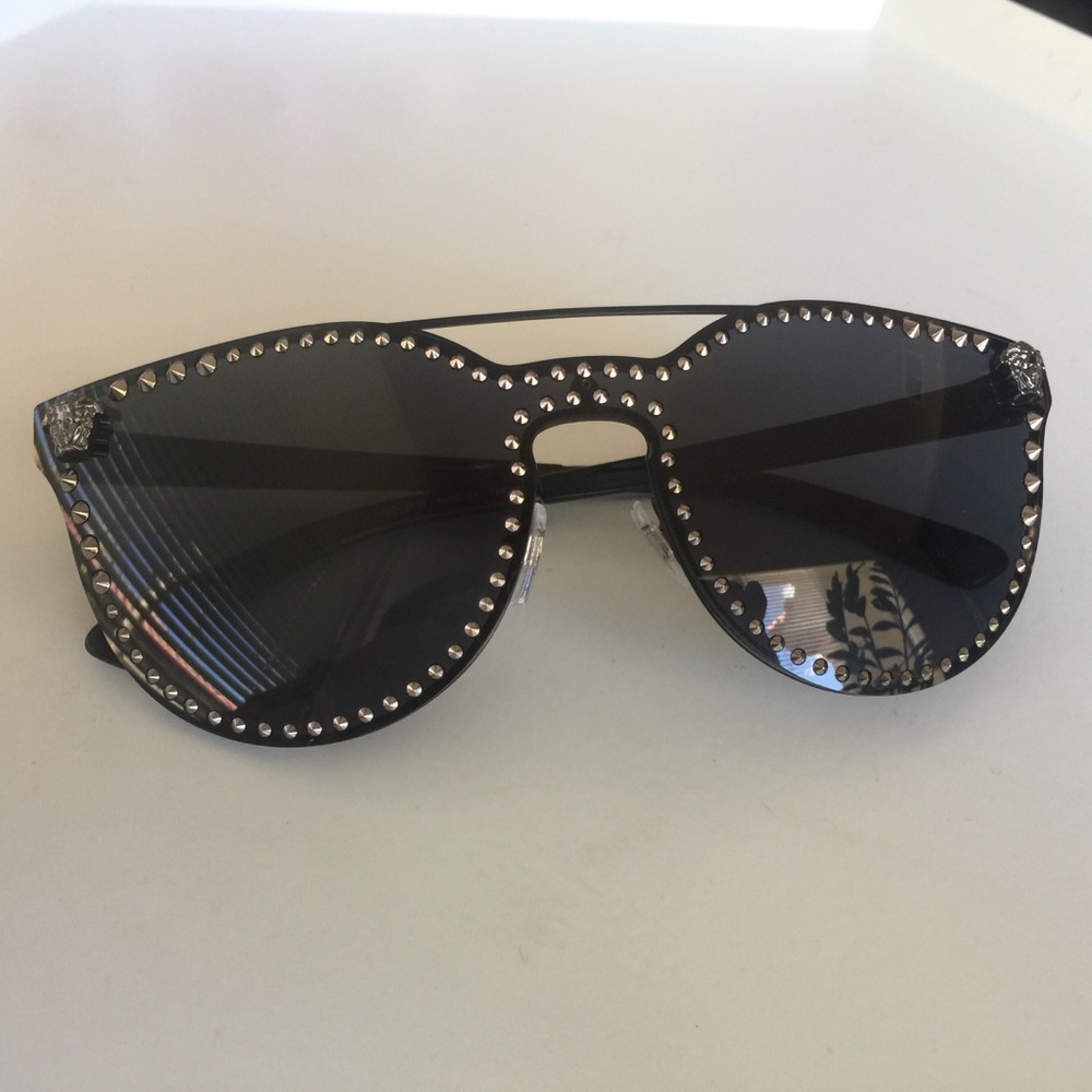 Versace Black Sunglasses with Silver Stud Accents